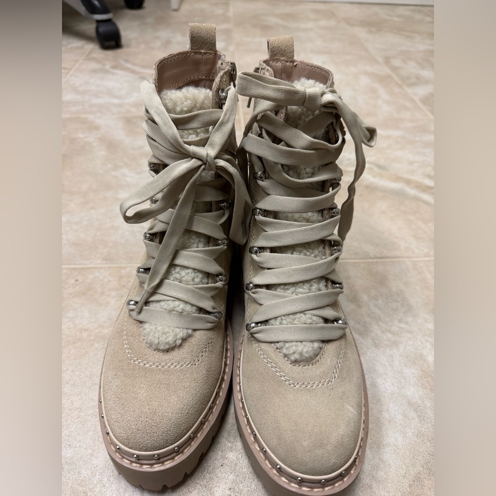 Steve Madden Beige Rainier Lace-Up Boots